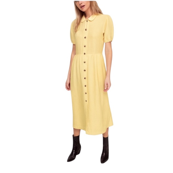 ARITZIA Wilfred Linen Naeva Dress in Butter Yellow Sz XS ARITZIA Wilfred Linen Naeva Dress in Butter Yellow Sz XS
